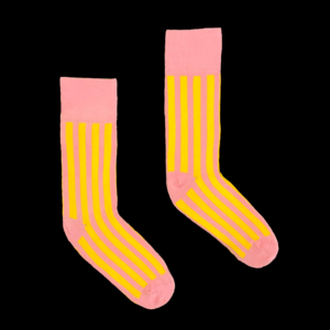Pink Lemonade Vertical Stripe Crew Socks